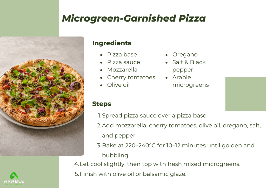 Microgreen garnished pizza